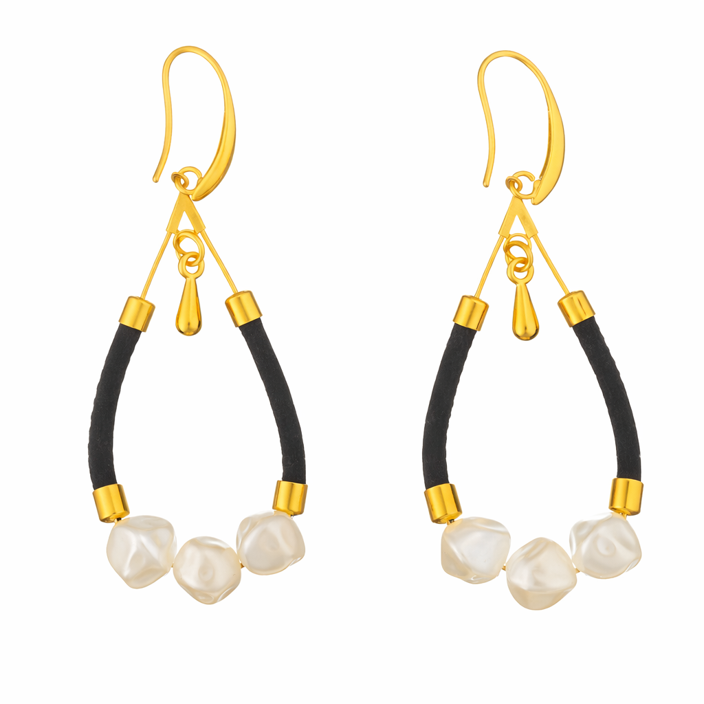 Drop Pearl Black σκουλαρίκια
