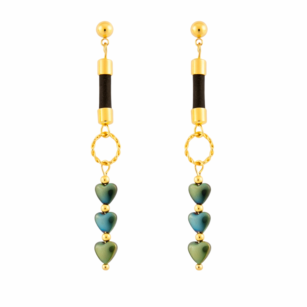 Green Hematite Black σκουλαρίκια